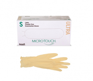 Перчатки латексные смотровые неопудренные Micro-Touch Ultra (S). Блок 50 пар.