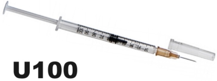 Шприц 1 мл инсулиновый U100 трехкомпонентный (100 шт) с надетой (съемной) иглой  27G (0,4x13мм), Vogt Medical