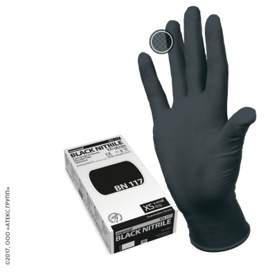 Черные нитриловые перчатки производства компании Heliomed, Австрия