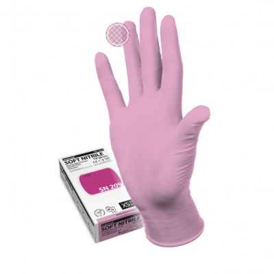 Розовые нитриловые перчатки Manual SN209